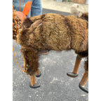 Vintage Folk Art Donkey Marionette Puppet Paper Mache Wood Fur Theater Toy Prop