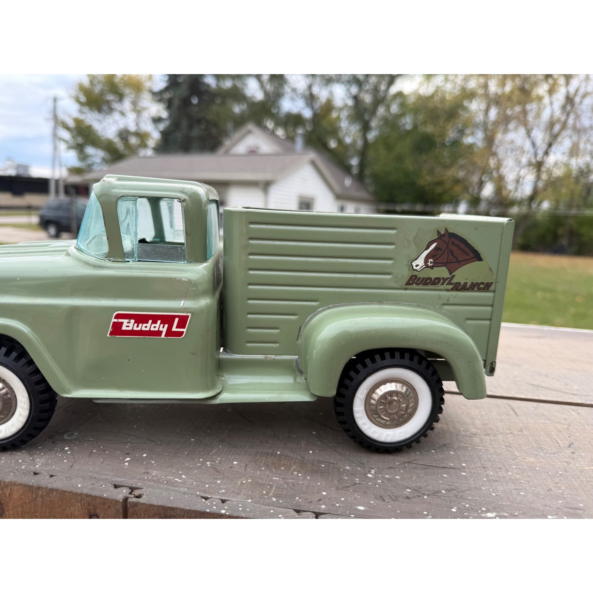 Vintage Buddy L Horse Ranch Truck Pressed Steel Toy