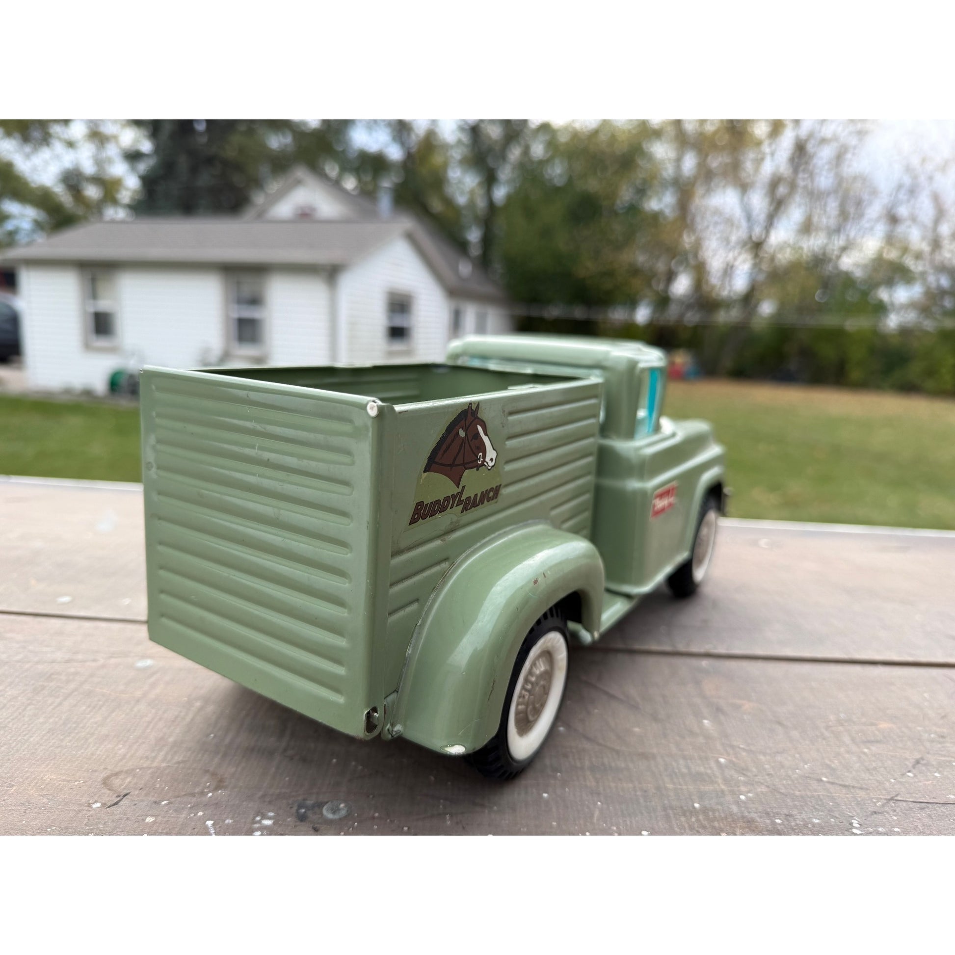 Vintage Buddy L Horse Ranch Truck Pressed Steel Toy