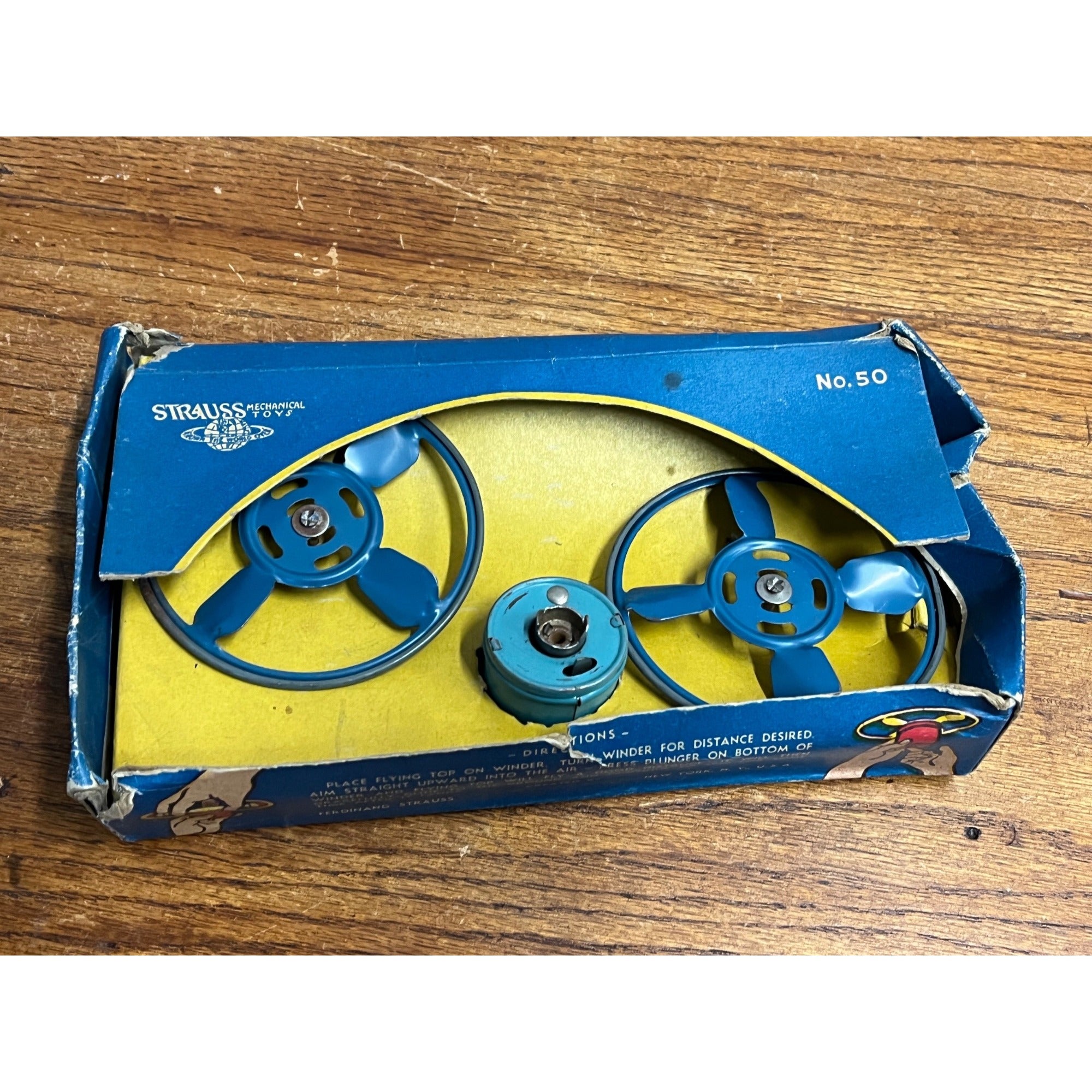 Vintage Tin Helicopter Flying Top Set No. 50 by Ferdinand Strauss - WORKS