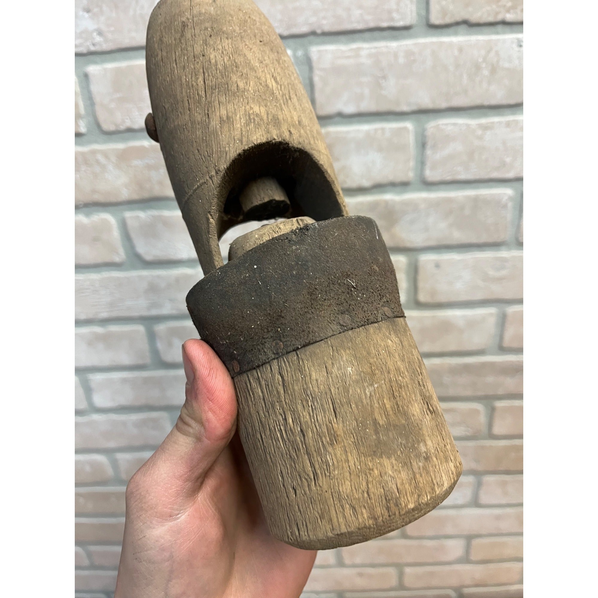 Rare Antique Primitive Well Water Hand Pump Wooden Check Valve Farm Wood Leather