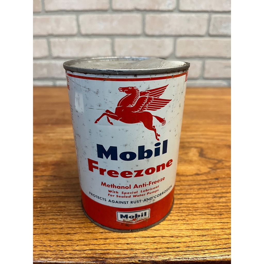 Vintage Mobile Gas Oil Freezone Anti Freeze Quart Tin Can Advertising * Dented