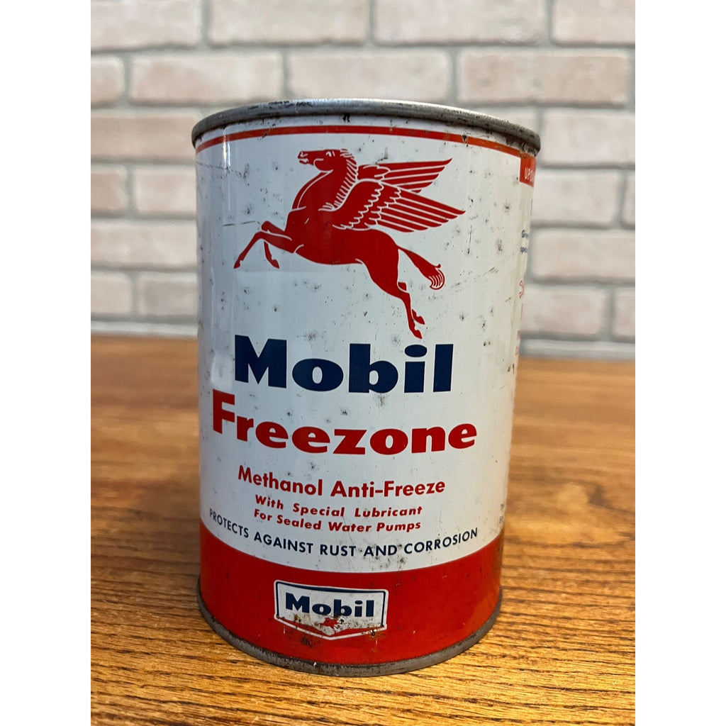 Vintage Mobile Gas Oil Freezone Anti Freeze Quart Tin Can Advertising * Dented