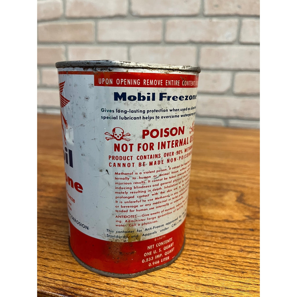 Vintage Mobile Gas Oil Freezone Anti Freeze Quart Tin Can Advertising * Dented