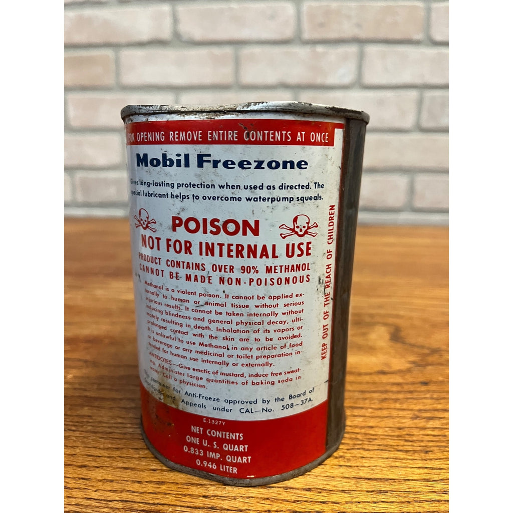 Vintage Mobile Gas Oil Freezone Anti Freeze Quart Tin Can Advertising * Dented