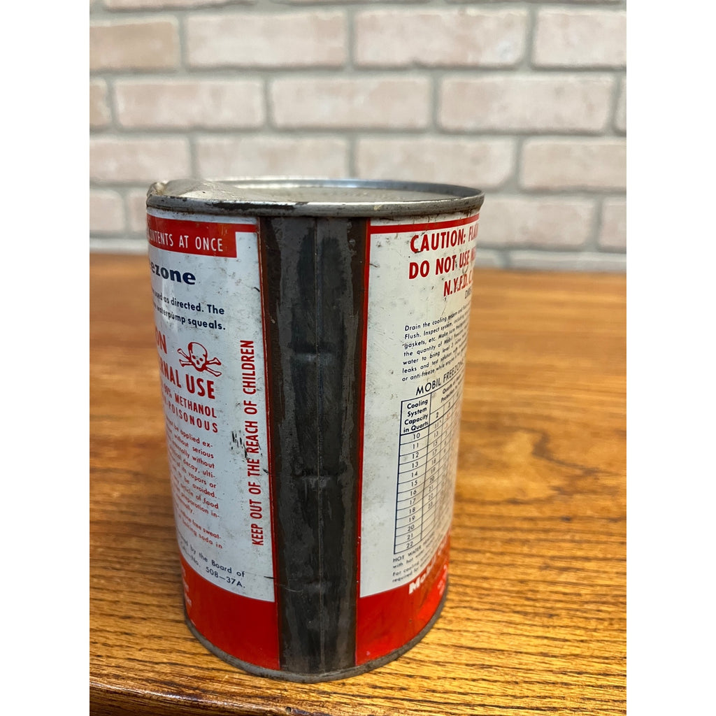 Vintage Mobile Gas Oil Freezone Anti Freeze Quart Tin Can Advertising * Dented