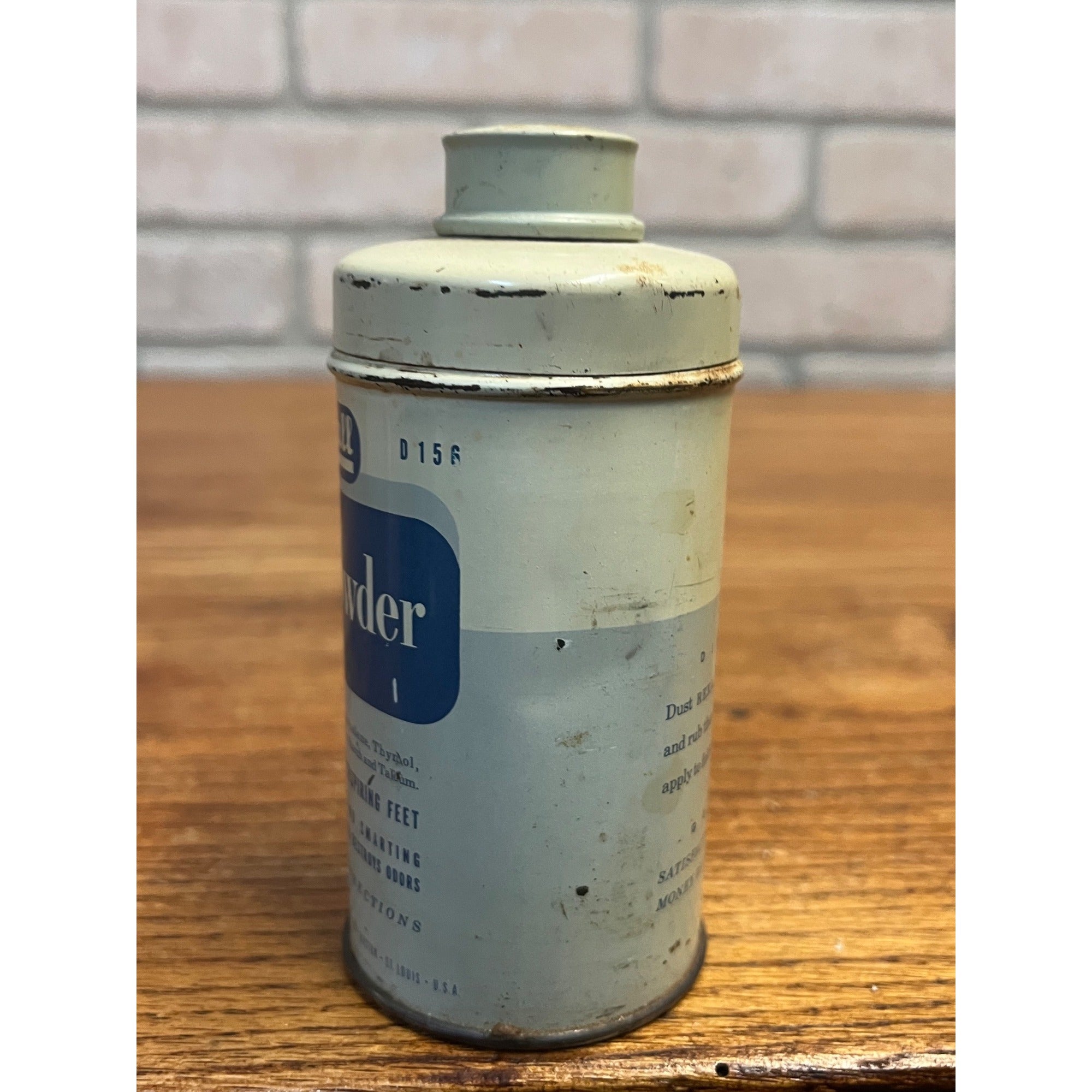 Vintage Rexall Foot Powder Tin Can Partial Contents