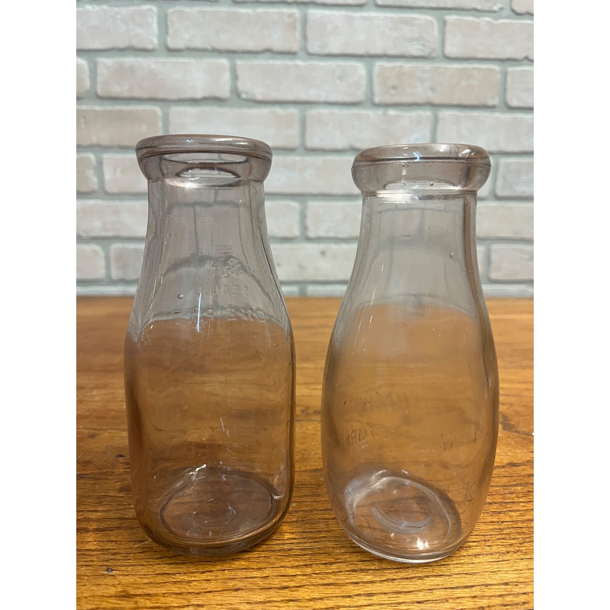 Vintage Glass Pint Milk Dairy Bottles Farmhouse Primitive Vase Wedding Decor (2)
