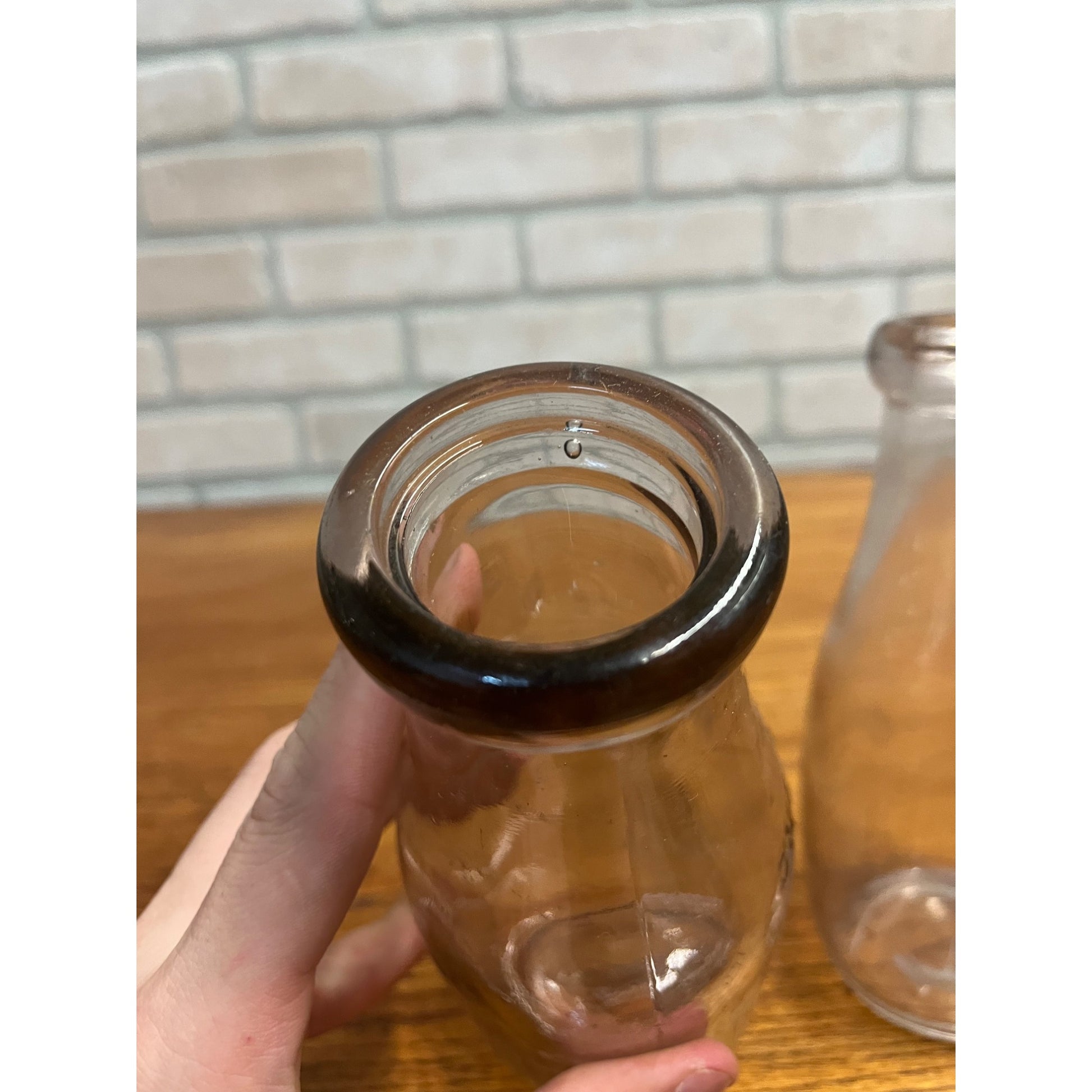 Vintage Glass Pint Milk Dairy Bottles Farmhouse Primitive Vase Wedding Decor (2)