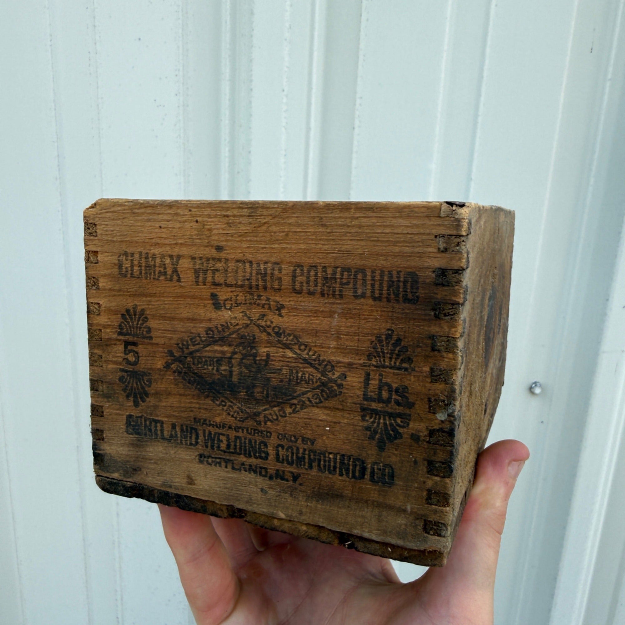 Vintage Climax Welding Compound Portland NY Advertising Wooden Box Crate