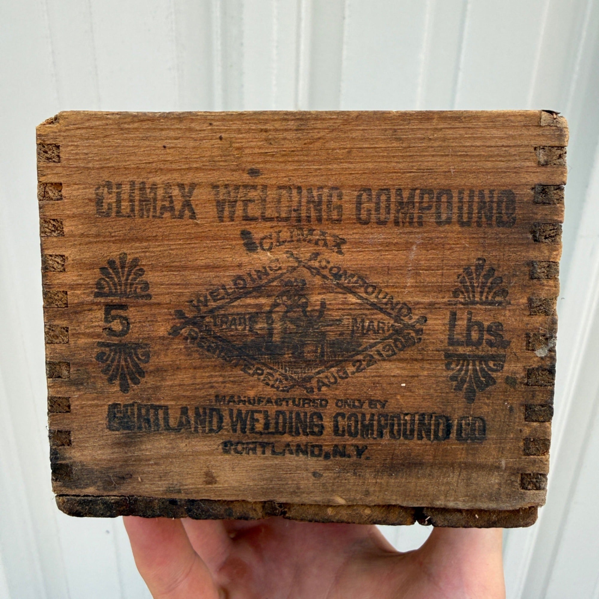Vintage Climax Welding Compound Portland NY Advertising Wooden Box Crate