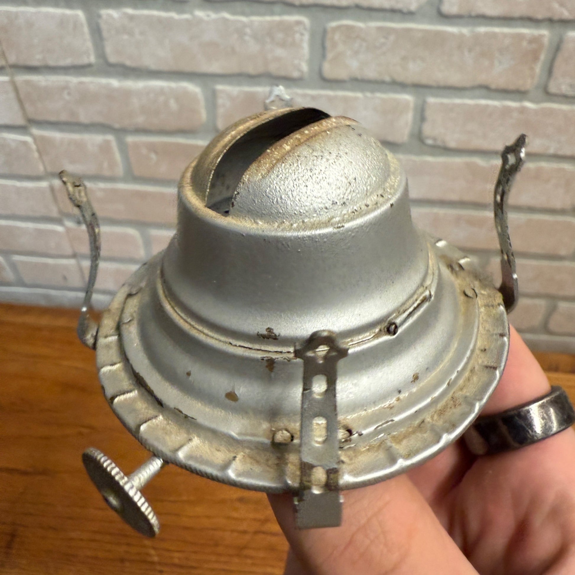 Vintage Banner Oil Burner Waterbury P&A Painted Silver As-IS