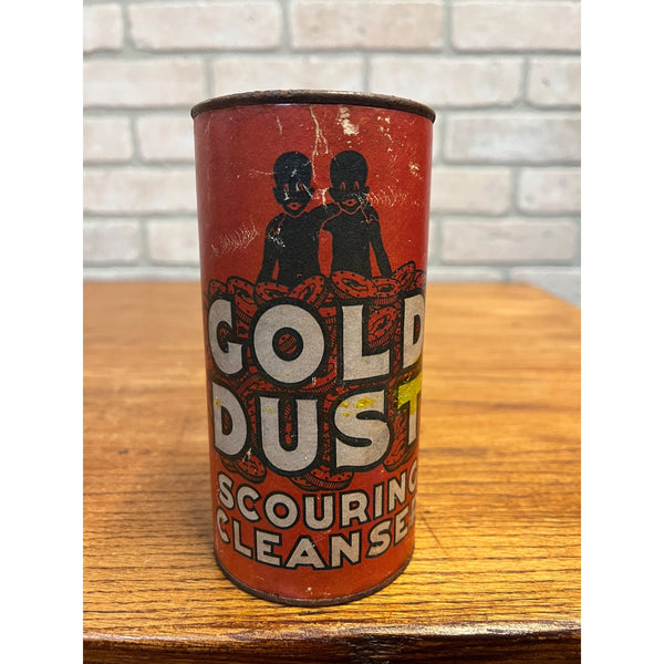 Vintage 1940s Gold Dust Washing Powder Tin Laundry Room Deco Black Americana