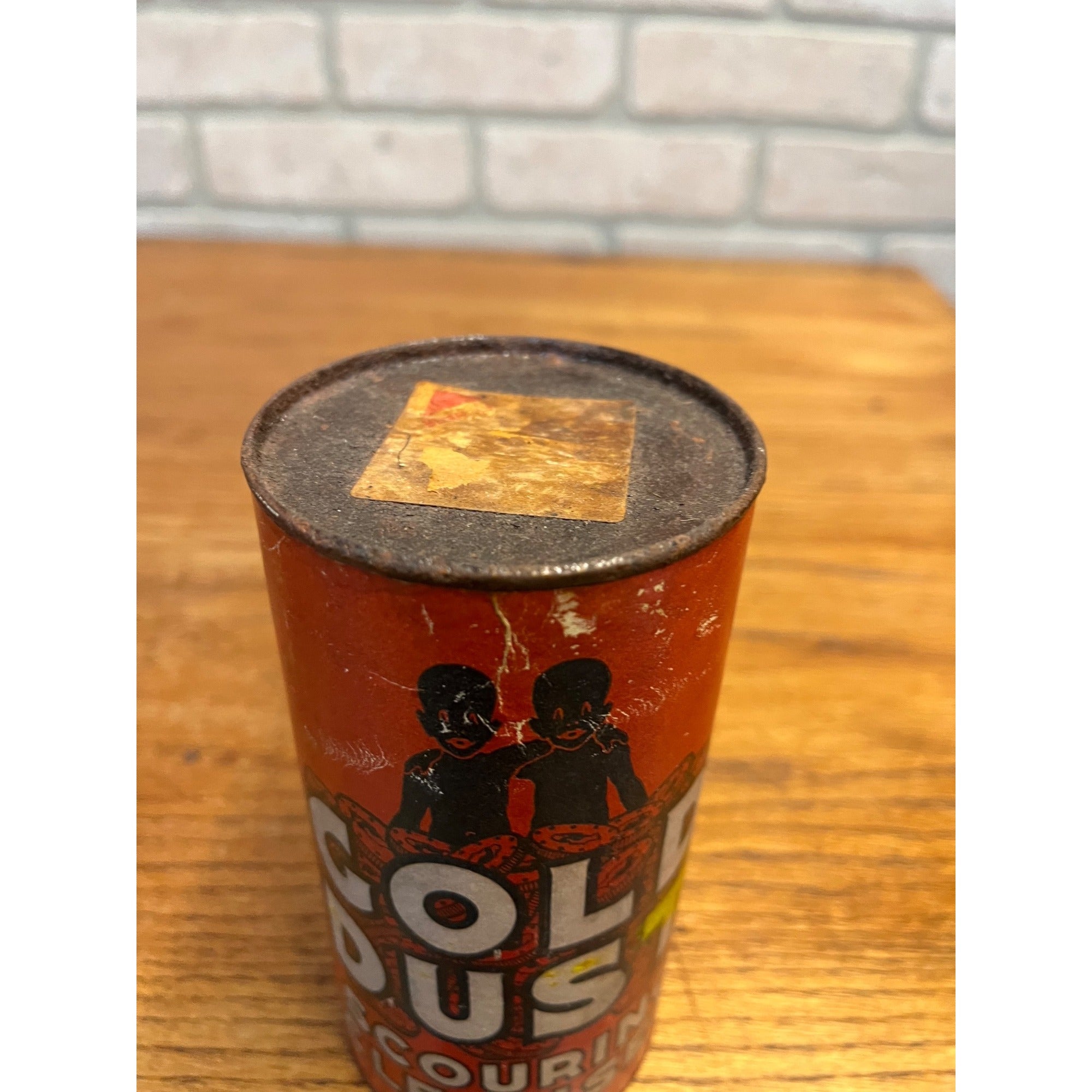 Vintage 1940s Gold Dust Washing Powder Tin Laundry Room Deco Black Americana