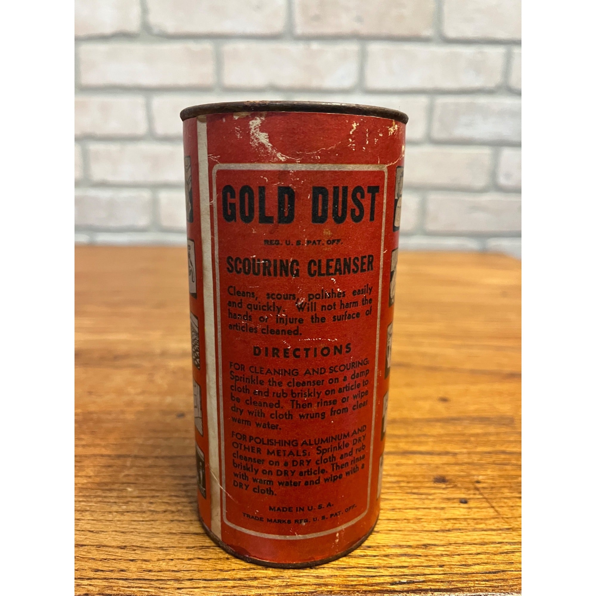 Vintage 1940s Gold Dust Washing Powder Tin Laundry Room Deco Black Americana