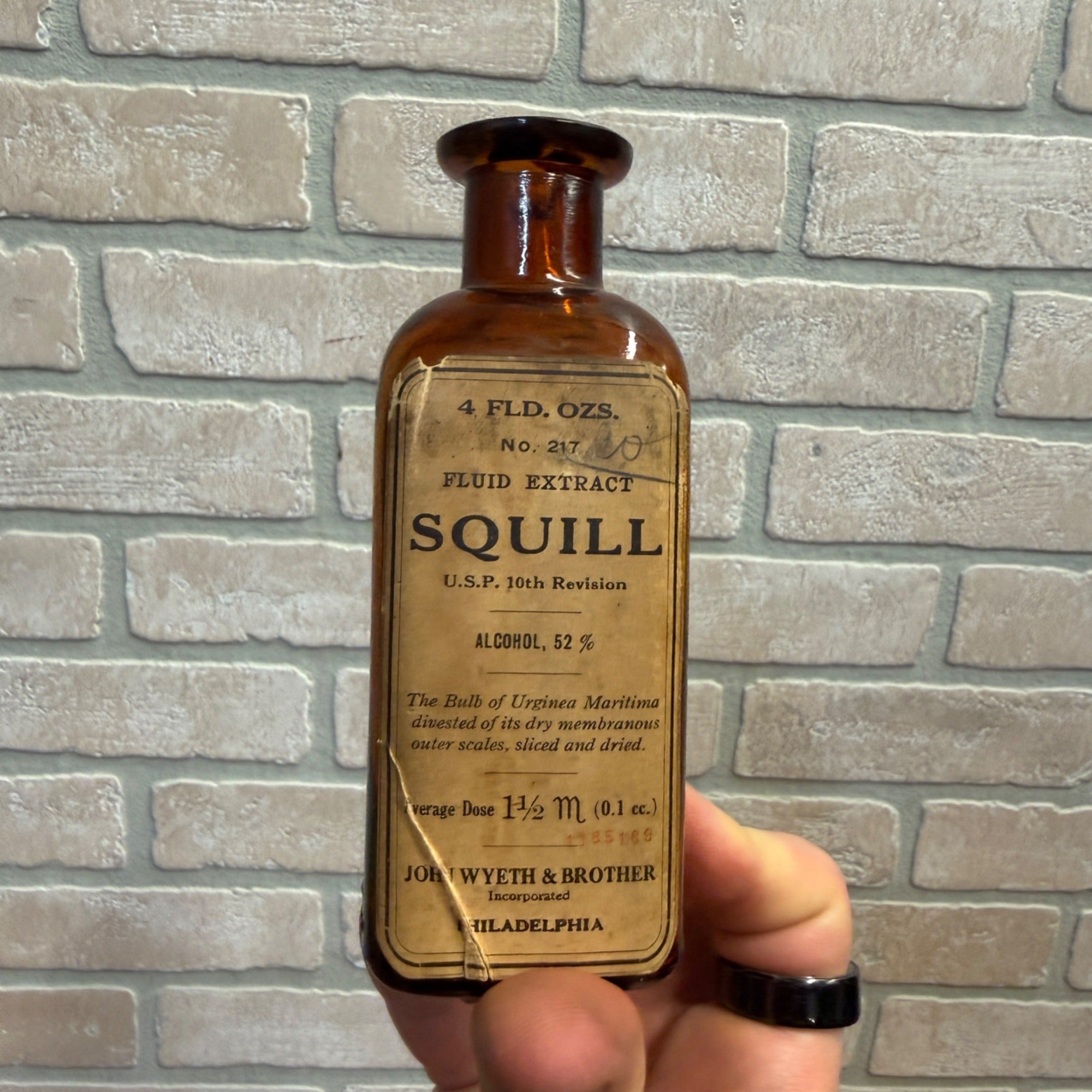 Vintage Brown Medicine Bottle Squill Apothecary John Wyeth