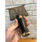 Antique Horse Curry Comb Equestrian Grooming Farm Tool Metal & Wood Handle