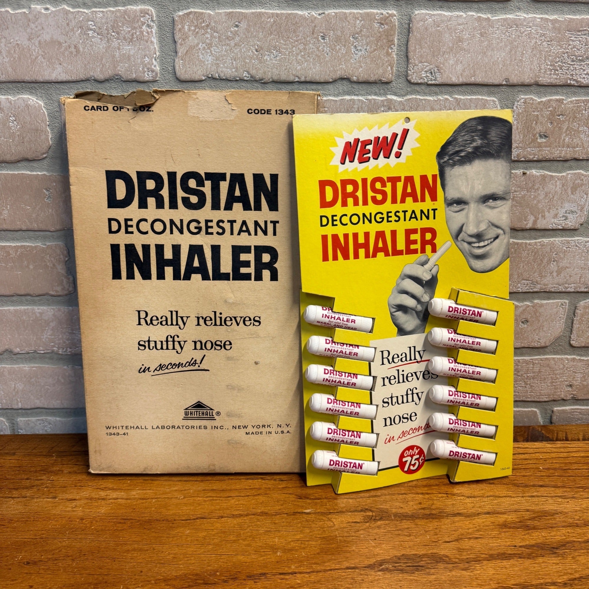 Vintage 1960s Dristan Inhaler Drug Store Advertising Sign Store Display NOS