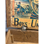 Antique 1890s Boys Union Tool Chest Wood Box Toy Dovetailed USA Patriotic Eagle