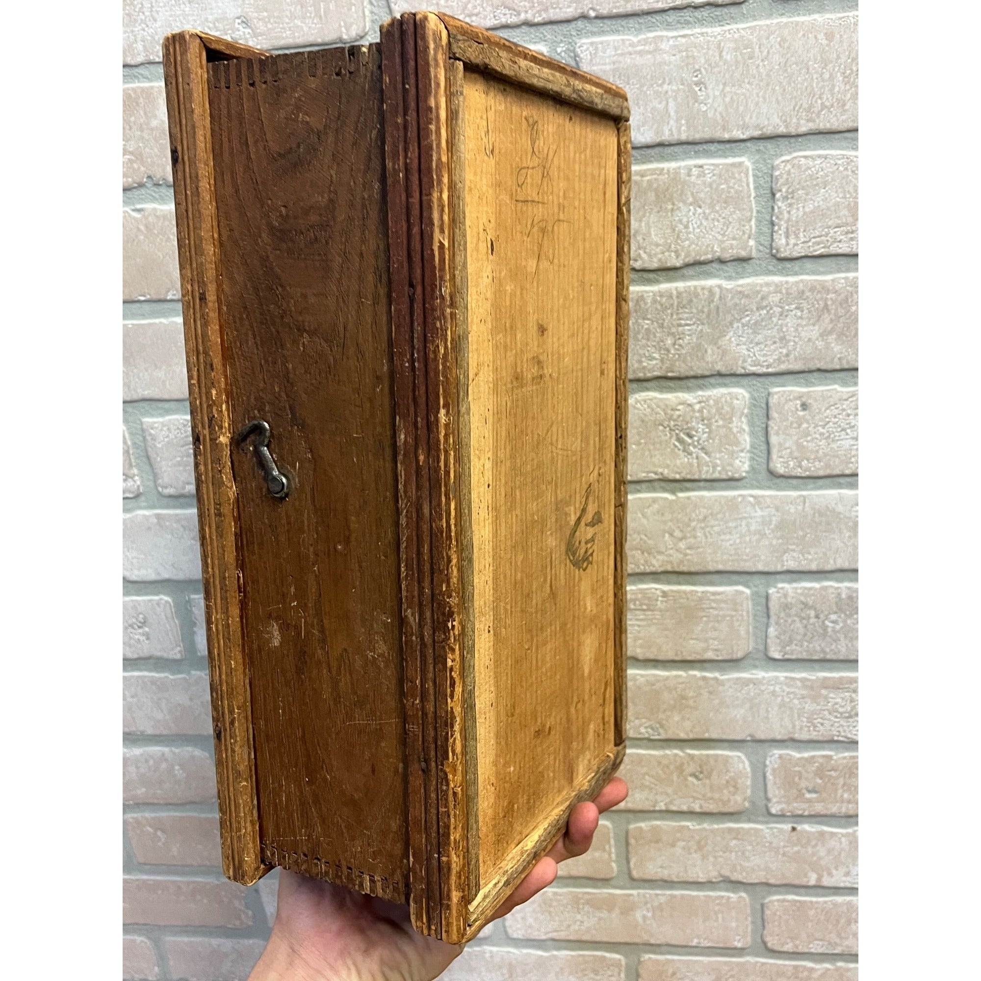 Antique 1890s Boys Union Tool Chest Wood Box Toy Dovetailed USA Patriotic Eagle