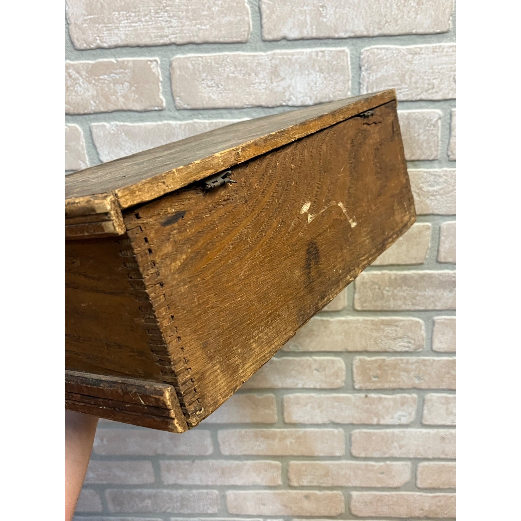 Antique 1890s Boys Union Tool Chest Wood Box Toy Dovetailed USA Patriotic Eagle