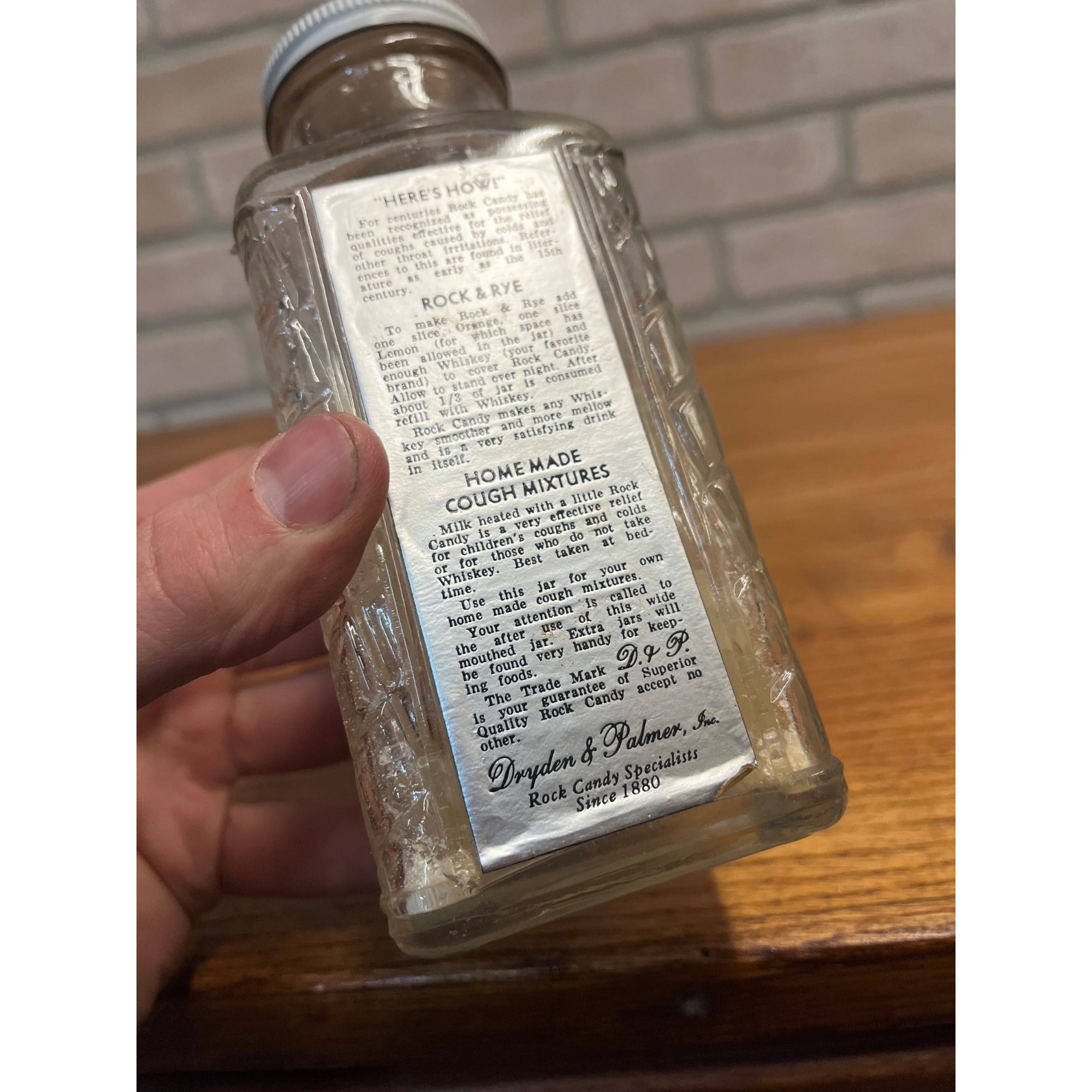 Vintage Dryden & Palmer Rock & Rye Candy Jar Art Deco w/ Contents Long Island NY