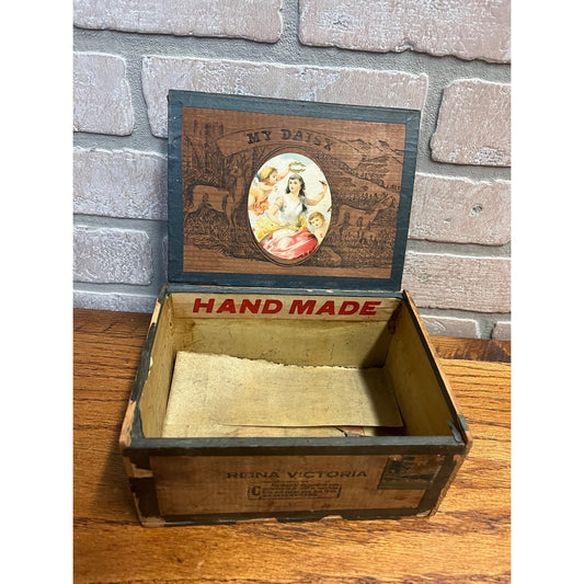 Vintage 1920s My Daisy Wooden Cigar Box Port Washington Wis Wisconsin Zausch