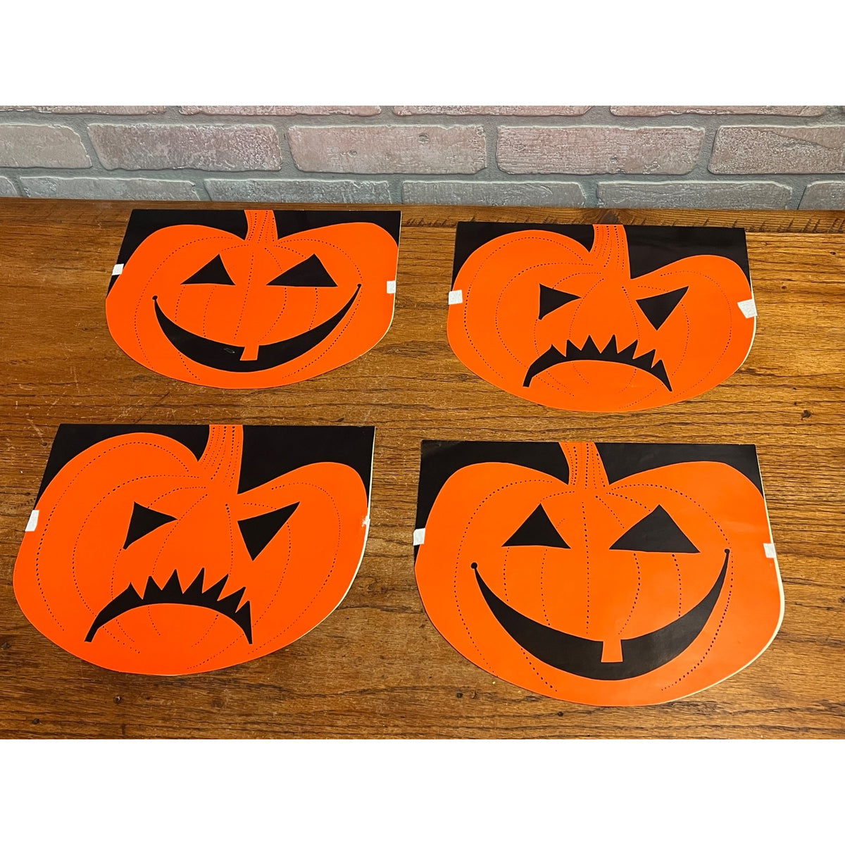 Vintage Halloween Jack o' Lantern Paper Garland Store Display Double Sided Signs