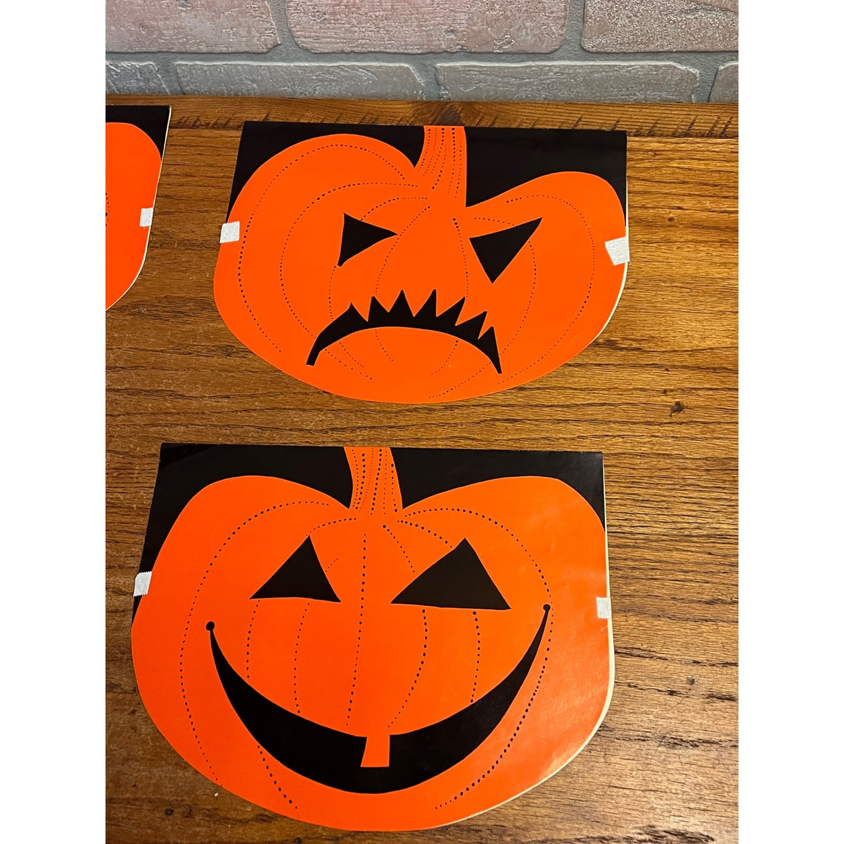 Vintage Halloween Jack o' Lantern Paper Garland Store Display Double Sided Signs