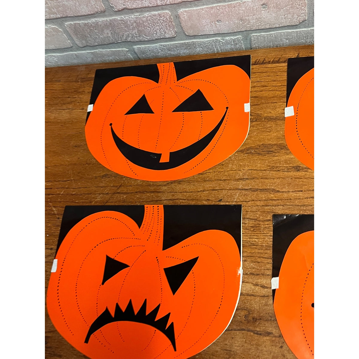 Vintage Halloween Jack o' Lantern Paper Garland Store Display Double Sided Signs
