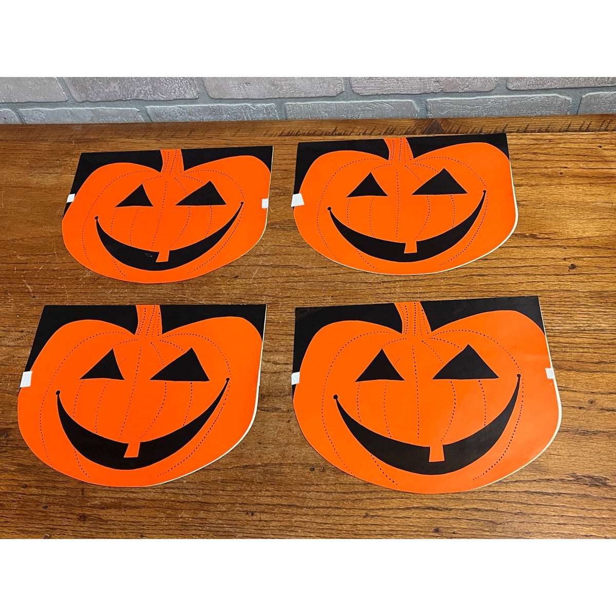 Vintage Halloween Jack o' Lantern Paper Garland Store Display Double Sided Signs