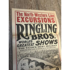 Vintage c1910 Ringling Bros Circus Northwestern Railroad Broadside Poster
