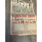 Vintage c1910 Ringling Bros Circus Northwestern Railroad Broadside Poster