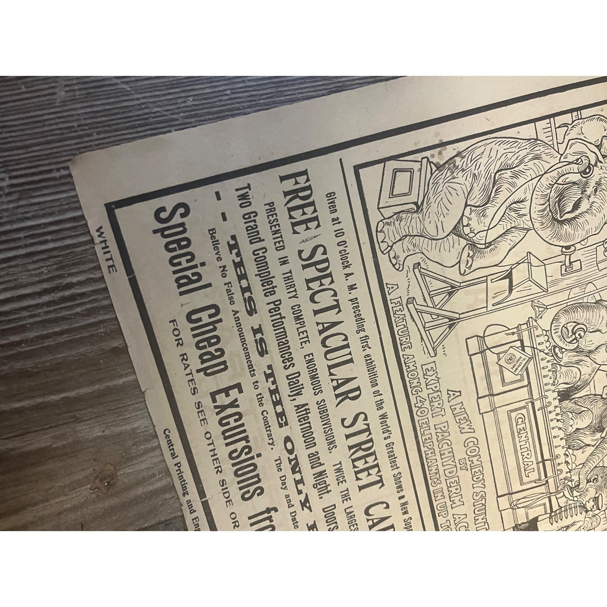Vintage c1910 Ringling Bros Circus Northwestern Railroad Broadside Poster