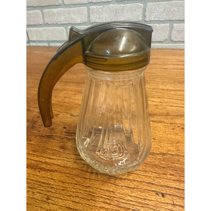 Vintage Federal Tool Company Syrup Molasses Glass Pitcher w/ Olive Green Top