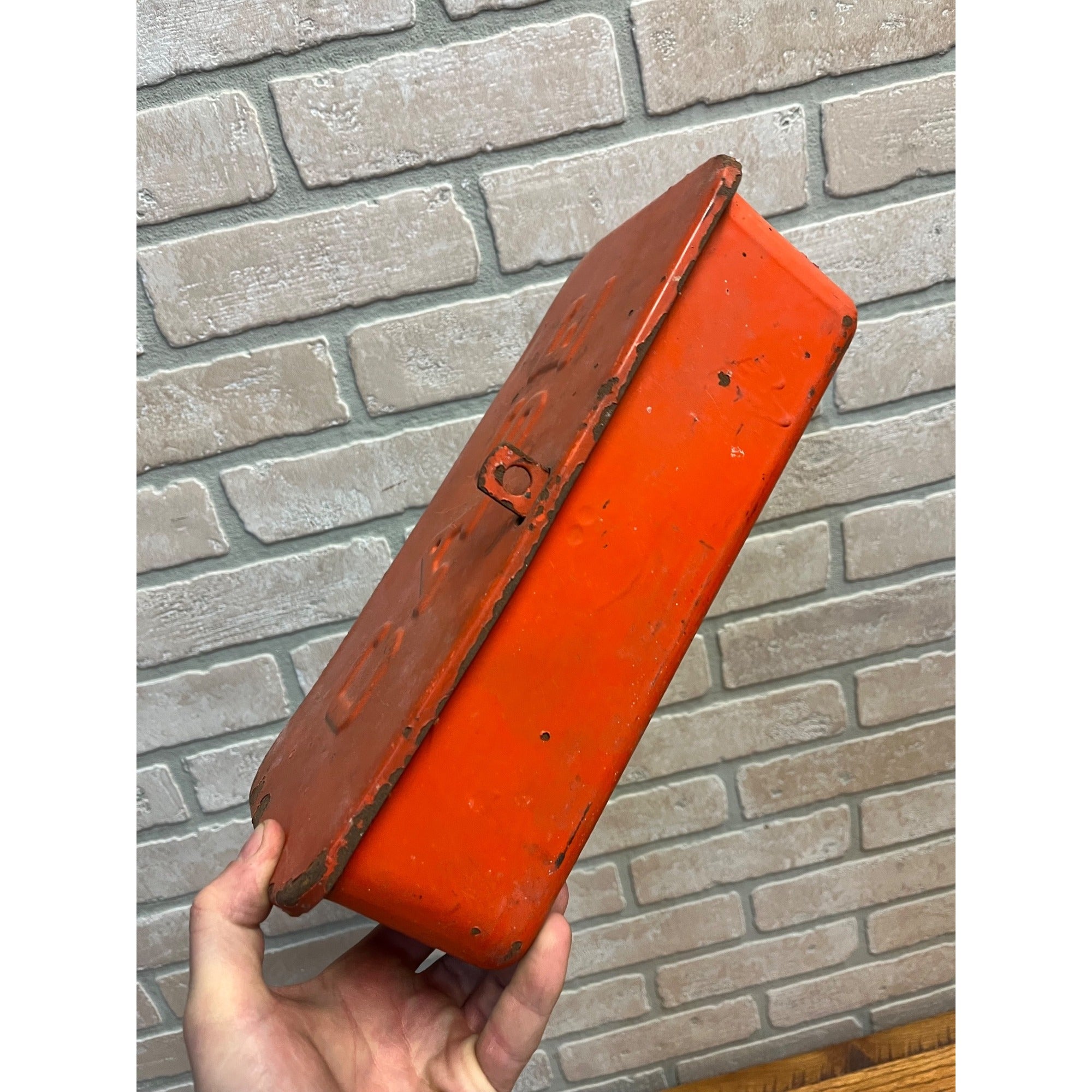 Antique Vintage CASE Farm Tractor Equipment Tool Box Embossed Metal