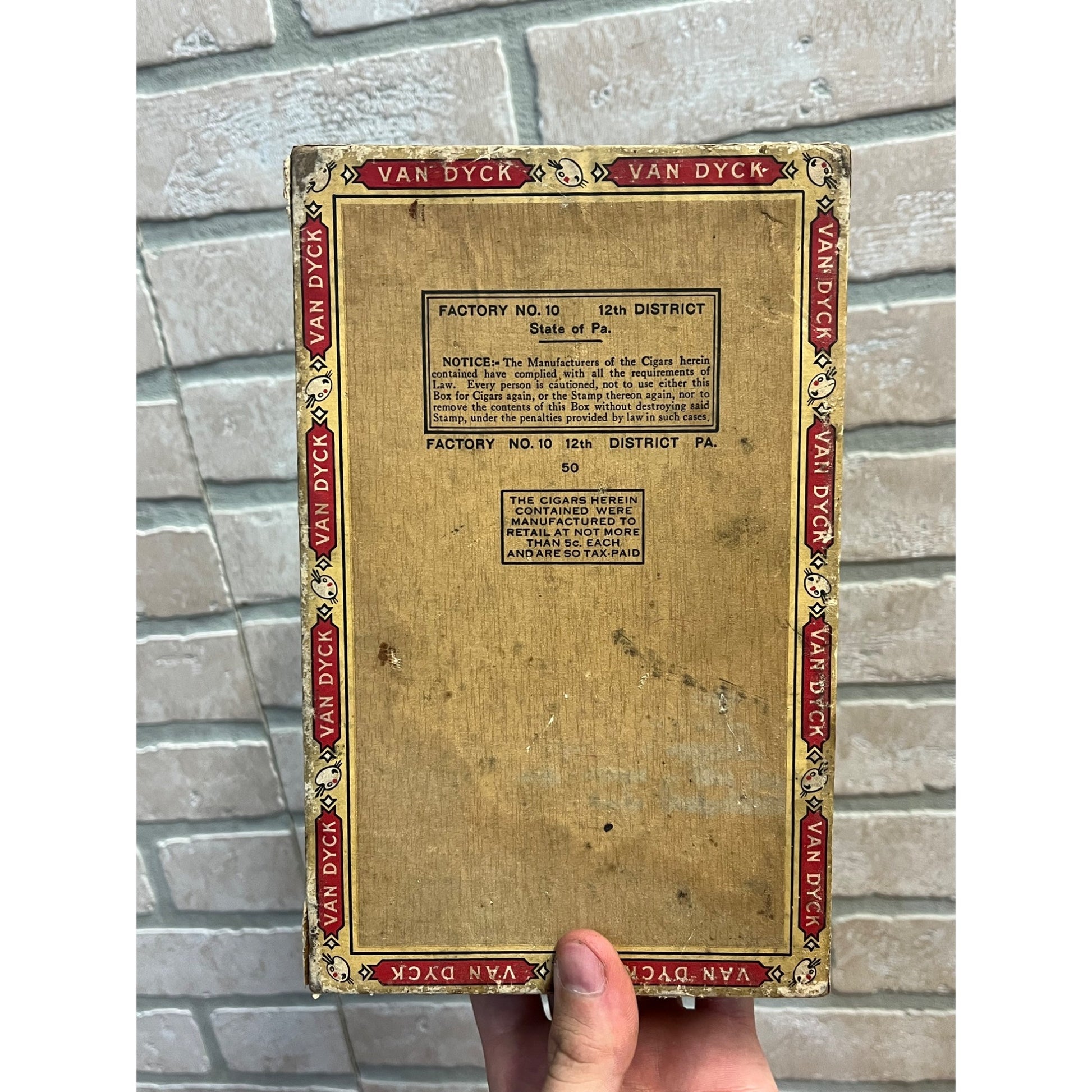 Vintage Van Dyck Cigar Box Pressed Cardboard Advertising General Cigar Co.