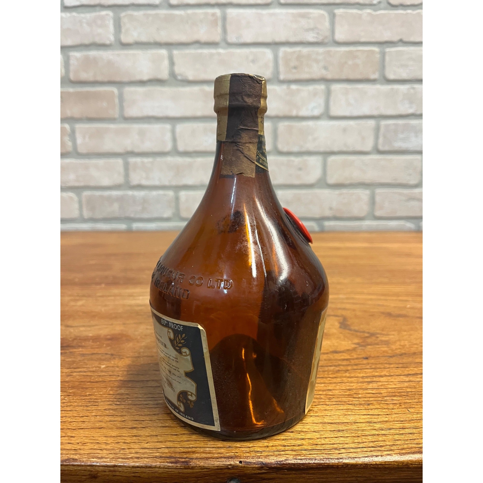 Vintage Irish Mist Amber Glass Liqueur Glass Bottle w/ Labels