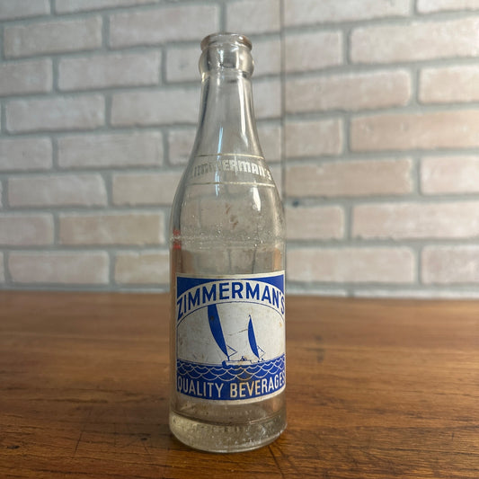 Vintage Mayville Wis Zimmermans Beverages Soda Bottle Lake Breeze ACL