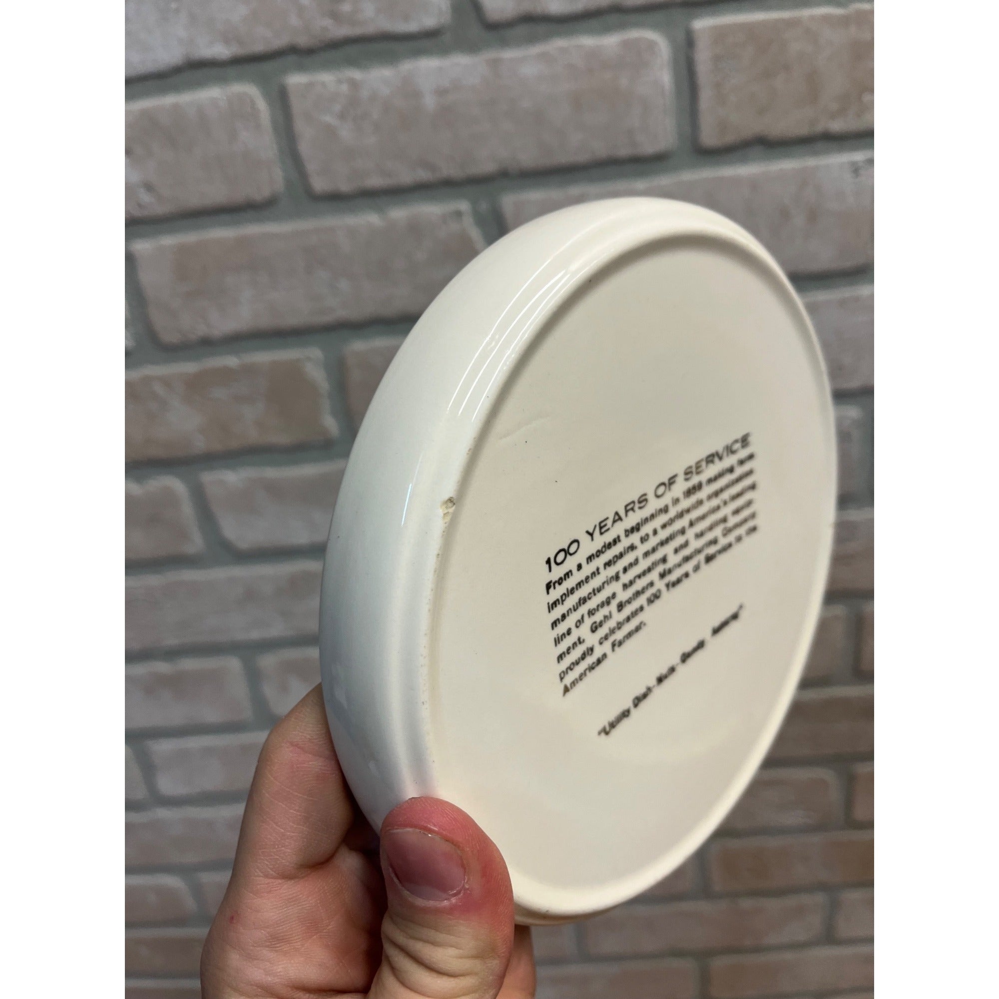 Vintage Gehl Farm 100 Anniversary Ceramic Candy Dish Ashtray West Bend WI 1959