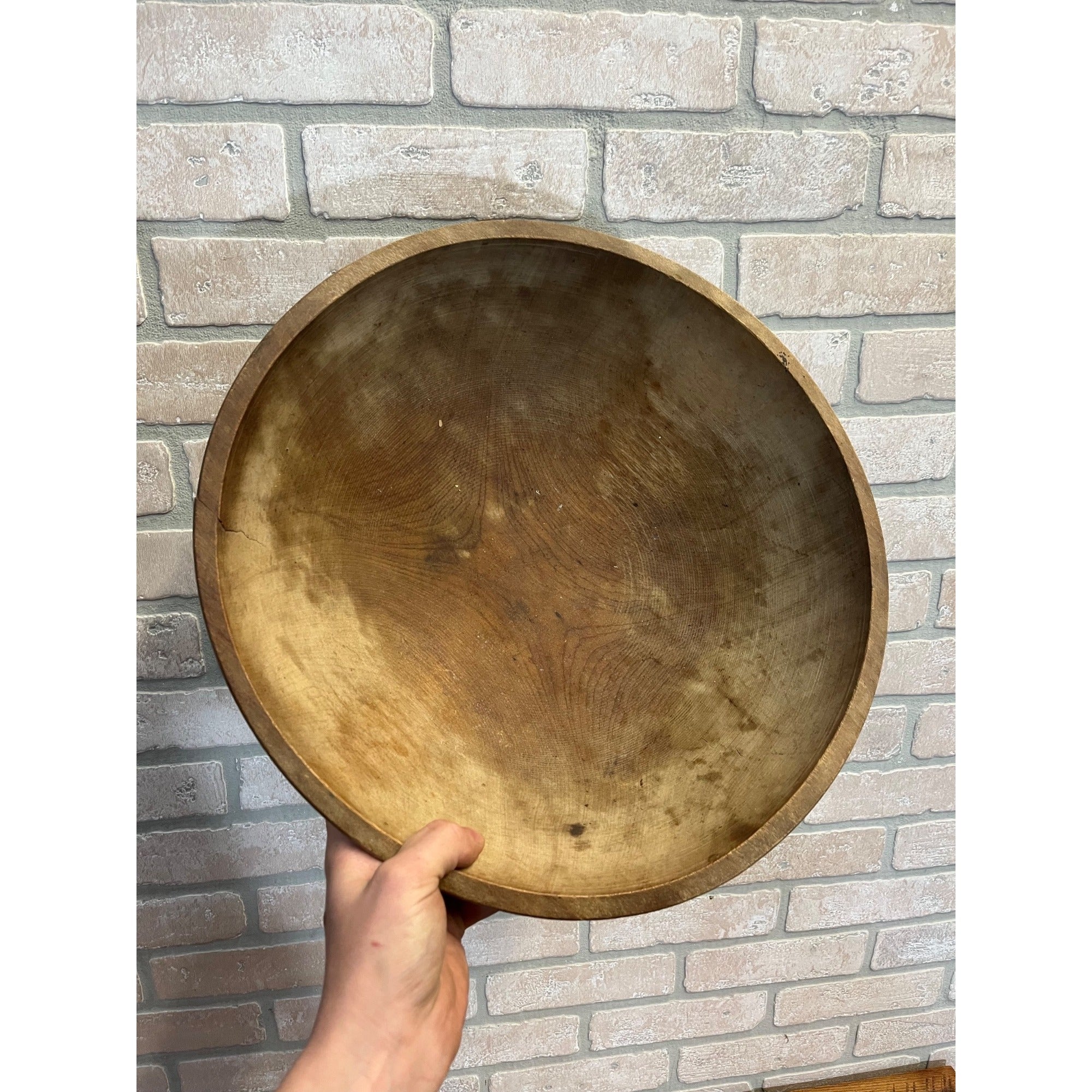 Antique Primitive Large 15" Dough Rising Turned Wooden Bowl Farmhouse Decor