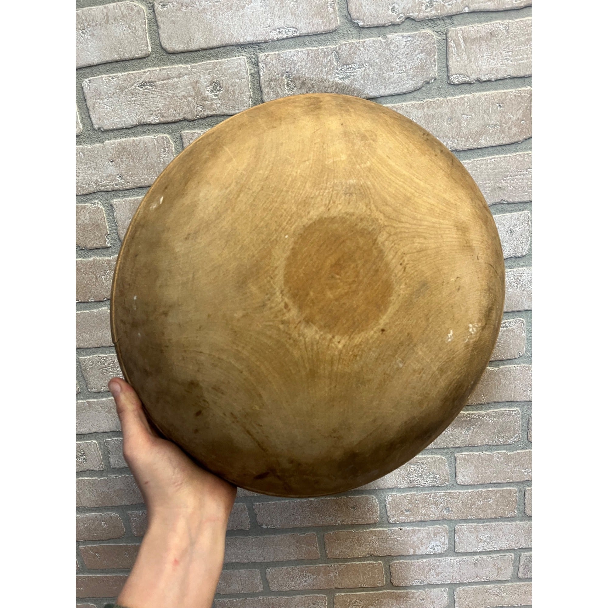 Antique Primitive Large 15" Dough Rising Turned Wooden Bowl Farmhouse Decor