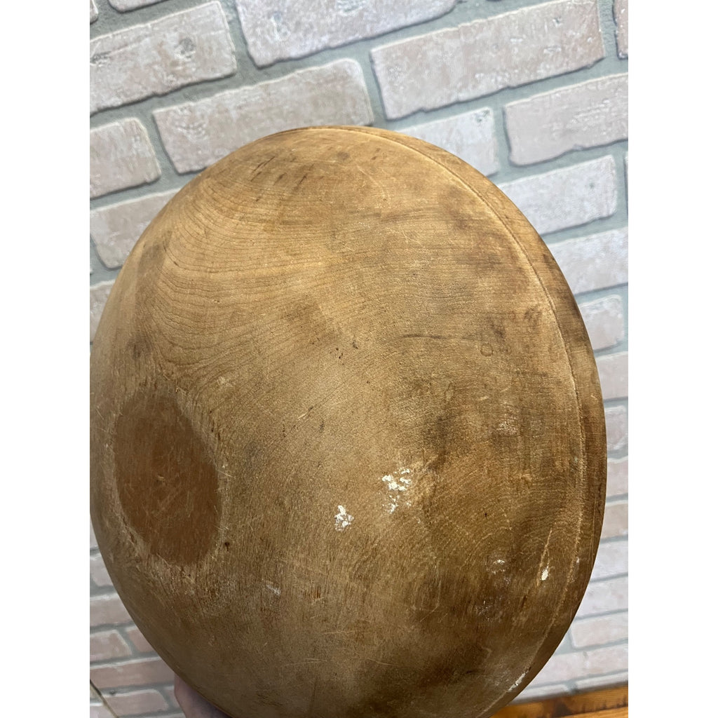 Antique Primitive Large 15" Dough Rising Turned Wooden Bowl Farmhouse Decor