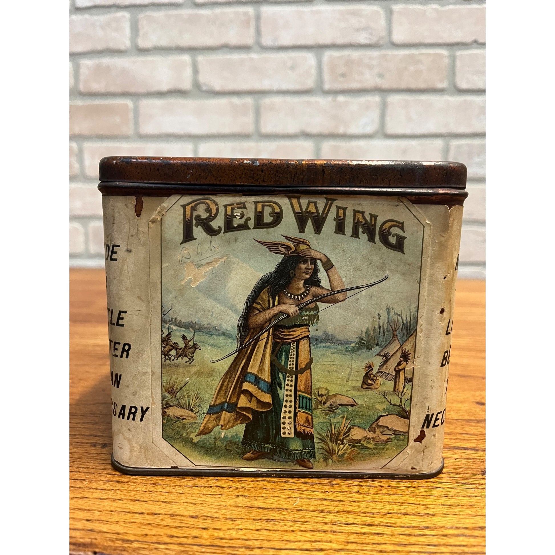 SCARCE Vintage Red Wing Cigar Tin Can Paper Label Litho Ohio