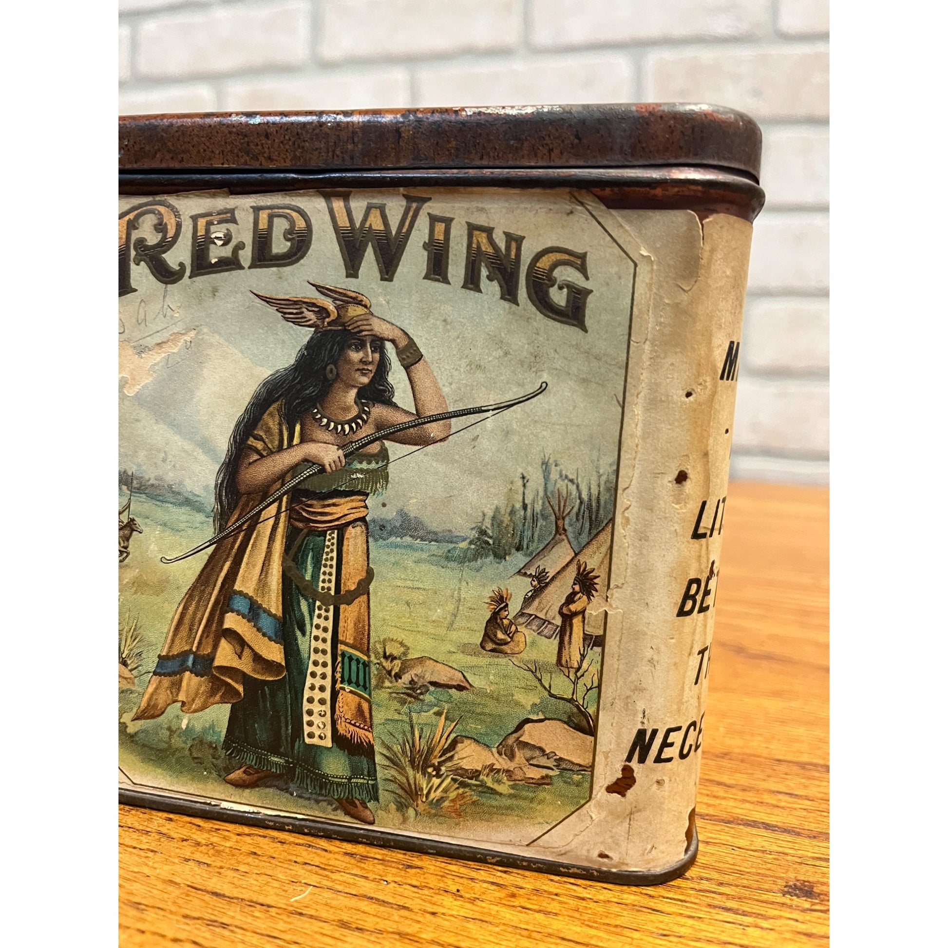 SCARCE Vintage Red Wing Cigar Tin Can Paper Label Litho Ohio