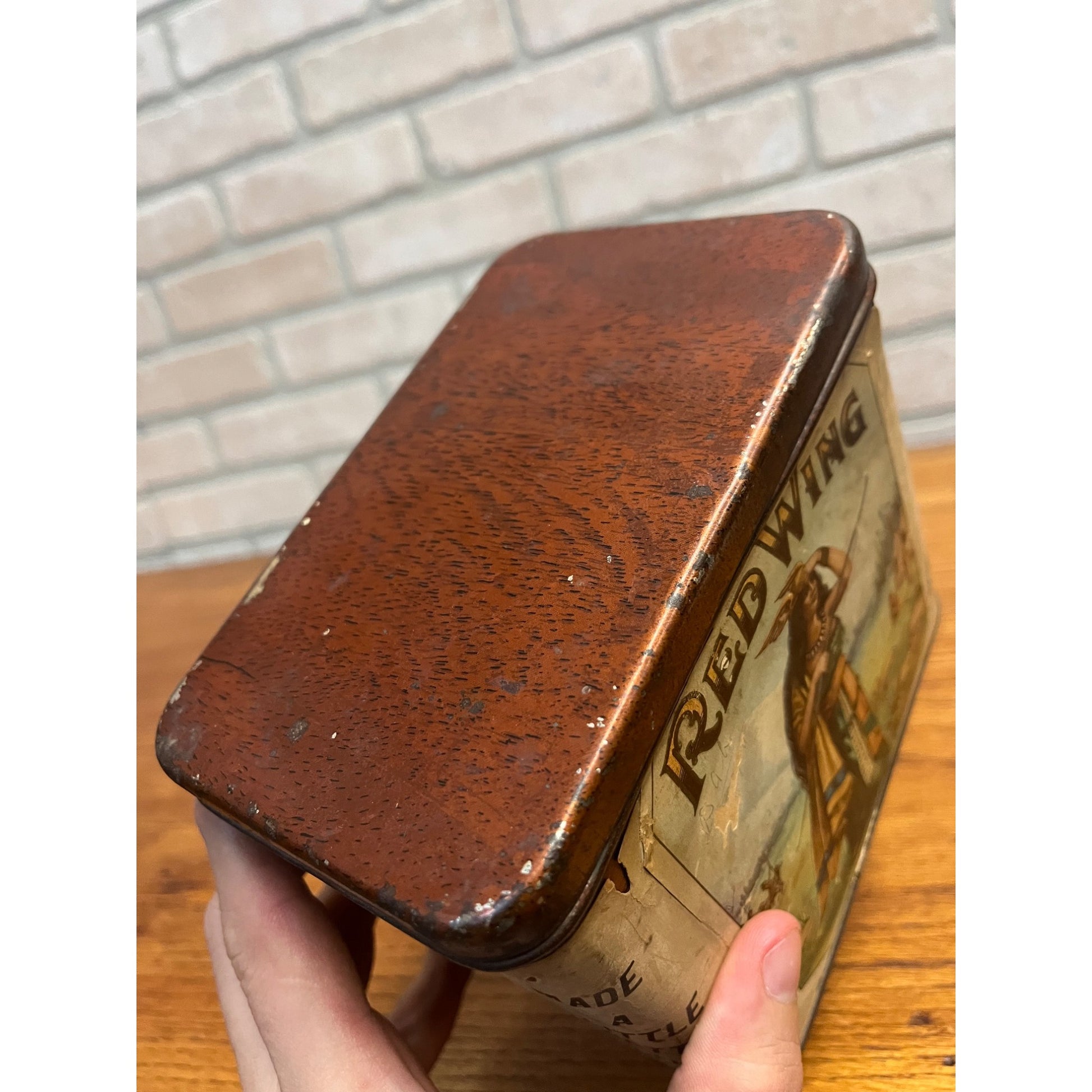 SCARCE Vintage Red Wing Cigar Tin Can Paper Label Litho Ohio