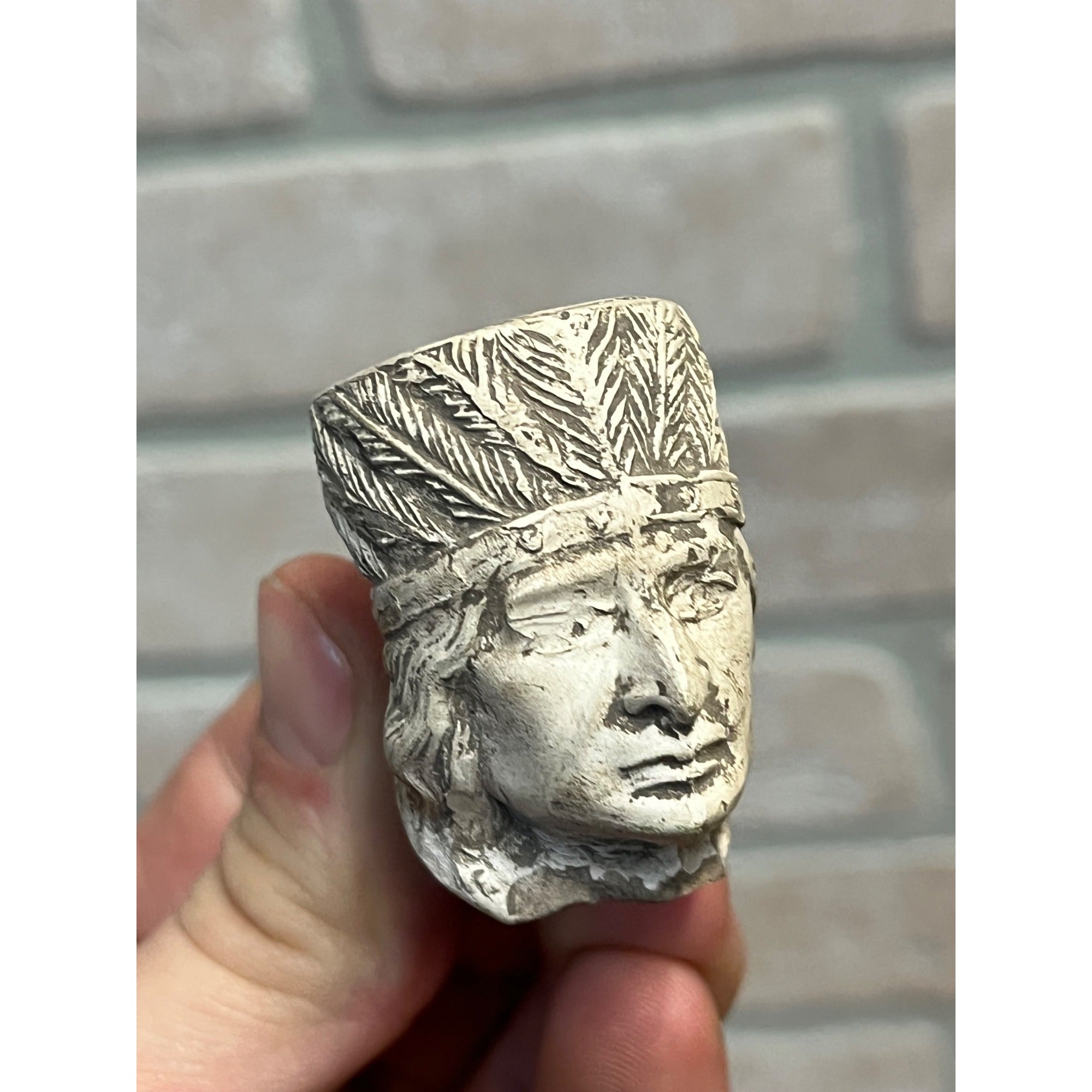 Vintage Native American Indian Chief Carved Meerschaum Pipe