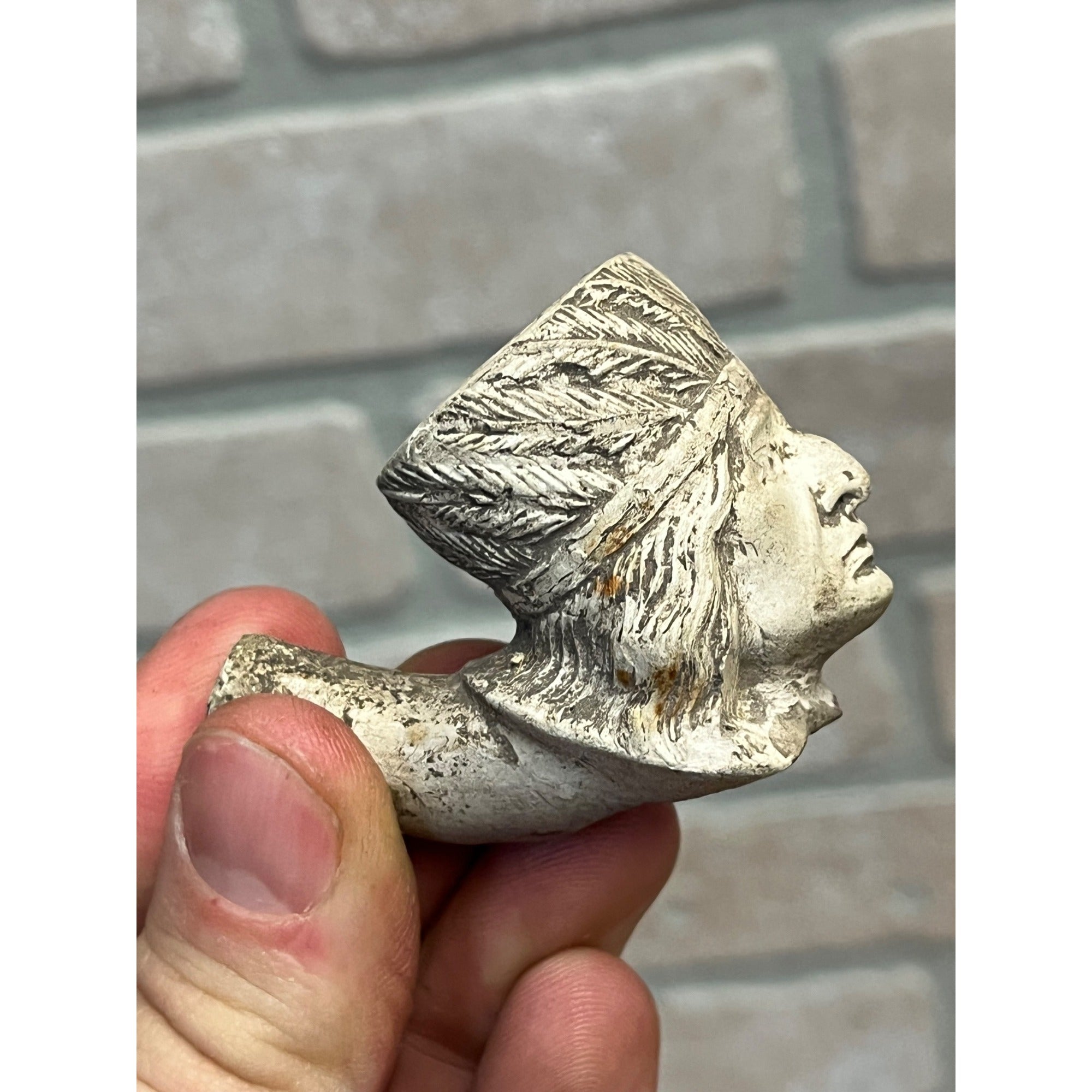Vintage Native American Indian Chief Carved Meerschaum Pipe