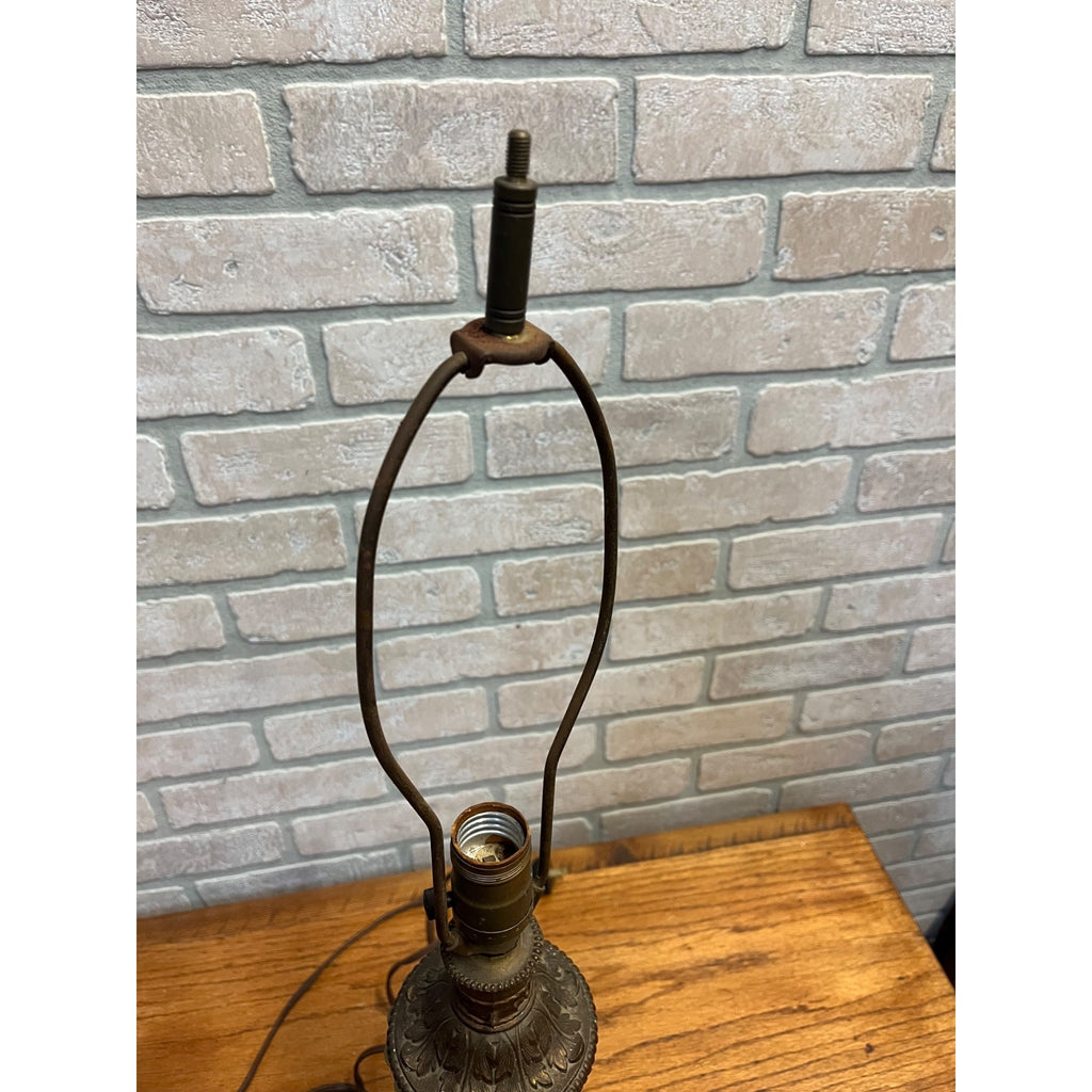 Vintage Mid-Century Hollywood Regency Tiered Ribbed Glass Column Table Lamp Brass MCM