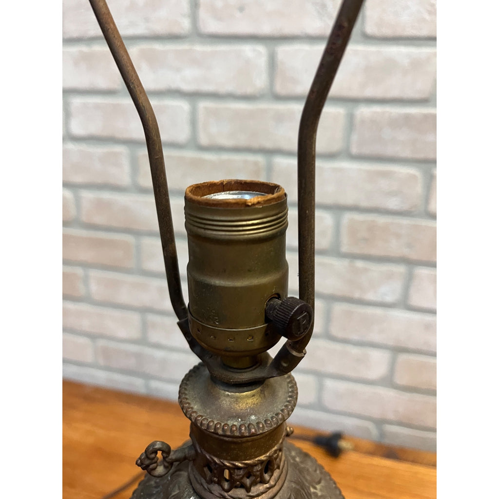 Vintage Mid-Century Hollywood Regency Tiered Ribbed Glass Column Table Lamp Brass MCM
